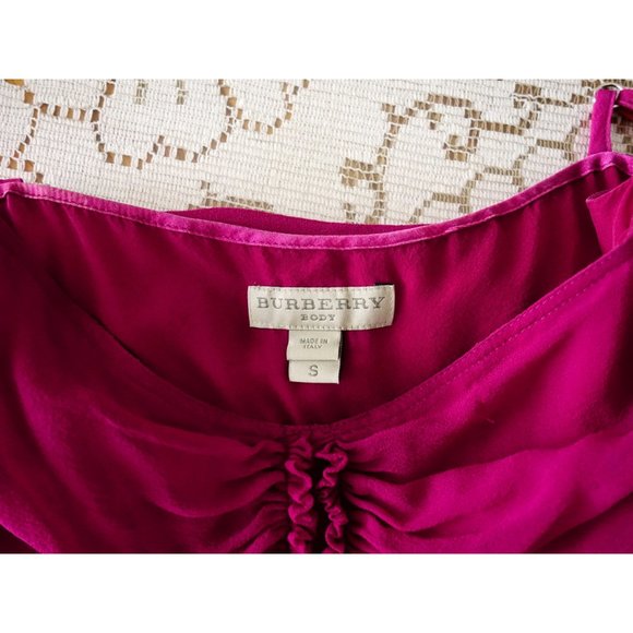 Burberry Magenta Fuchsia Pink Silk Spaghetti Strap Cami Slip Dress size Small - Picture 3 of 4